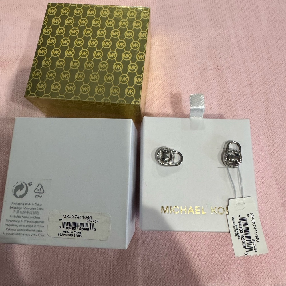 Michael Kors Silver Padlock Earrings